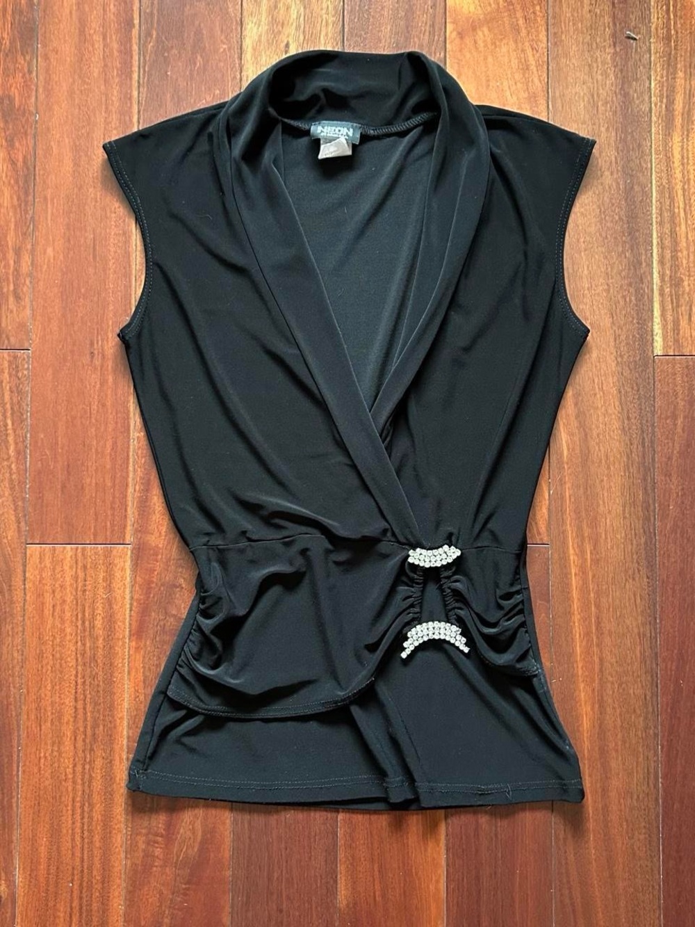 Y2K Black Rhinestone Wrap Top